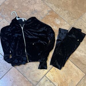 Fabletics Black Velvet Tracksuit Set